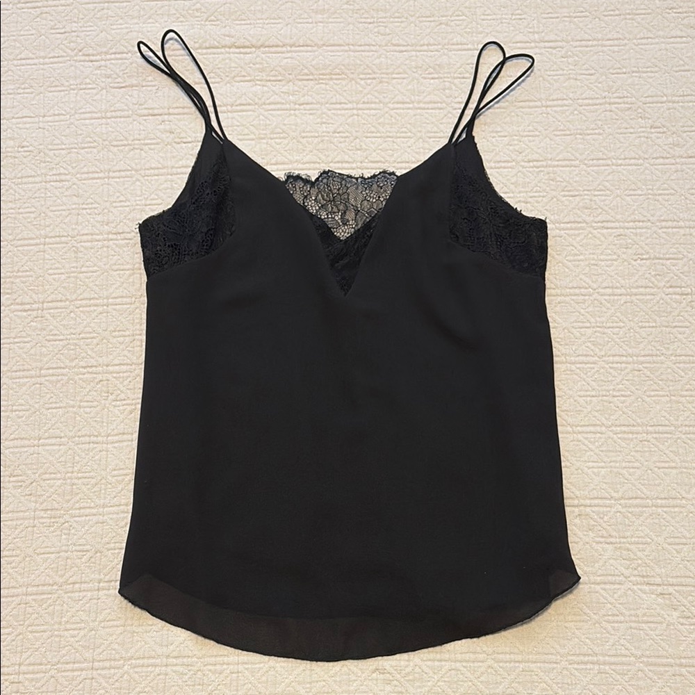 Zara Collection Black Lace Trim Spaghetti Strap Cami Top Small